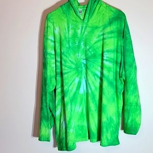 Hanes Beefy-T nautilus green tie dye hoodie shirt